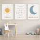 Islamic Calligraphy Bismillah Alphabet Arabe Sun Moon Nursery Posters Wall Art Canvas Painting Print Picture Kids Room Decor