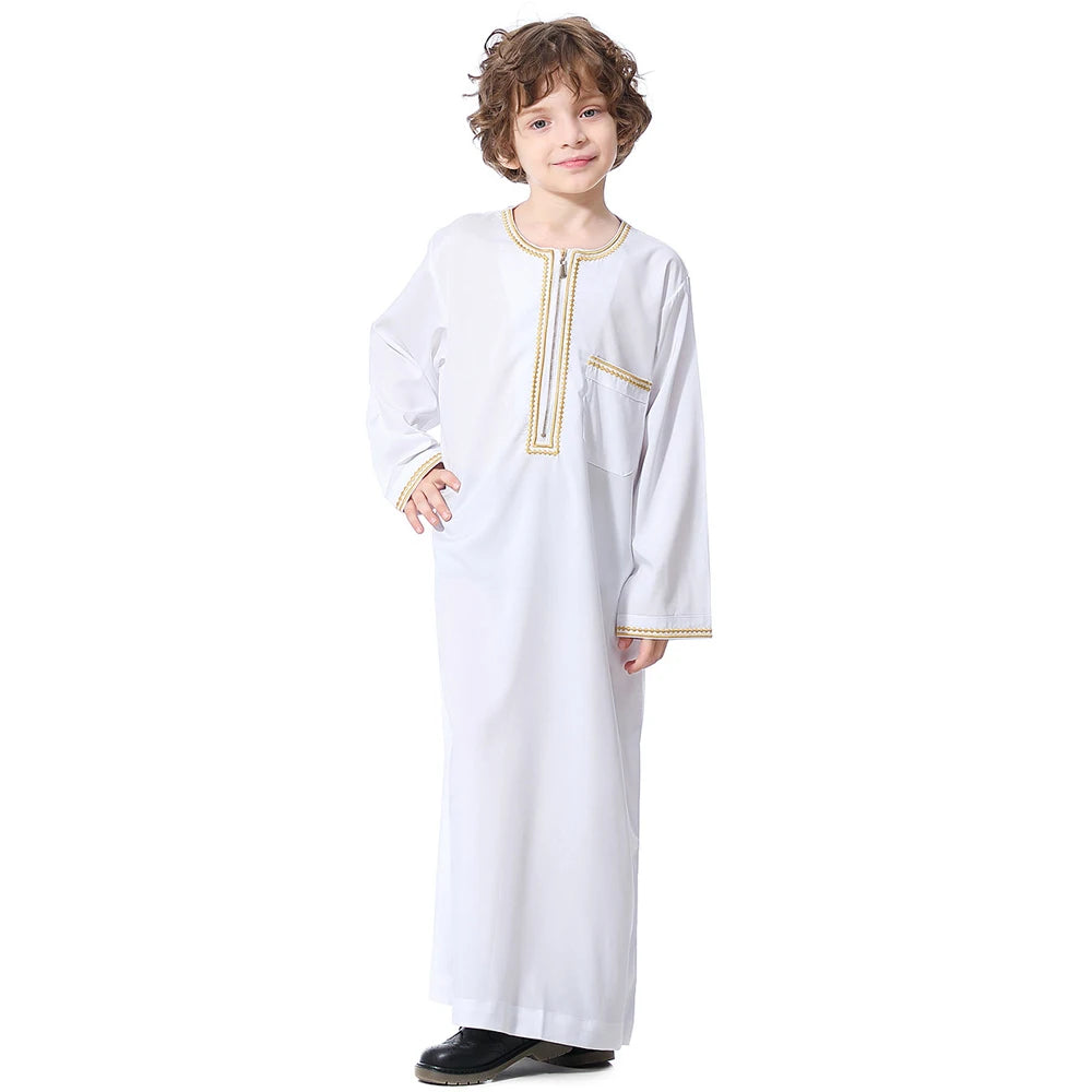 Boys Long Sleeve Kaftan/Abaya/Jubbah/Robe (Beige/Black/White/Camel)