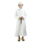 Boys White Long Sleeve Solid Kaftan/Abaya/Jubbah/Robe