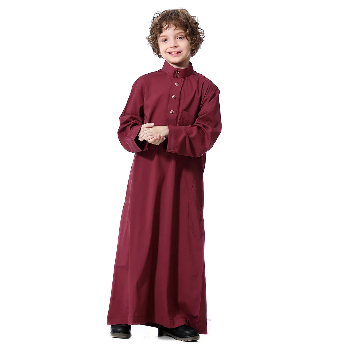 Boys Solid (Beige/White/Dark Red/Sky Blue) Long Sleeve Kaftan/Abaya/Jubbah/Robe