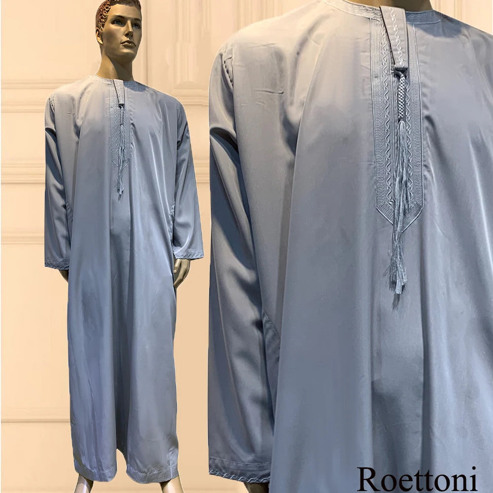 Mens Long Sleeve Classic Abaya (Dark Blue/Light Brown/White/Black/Light Grey/Cream/Black)