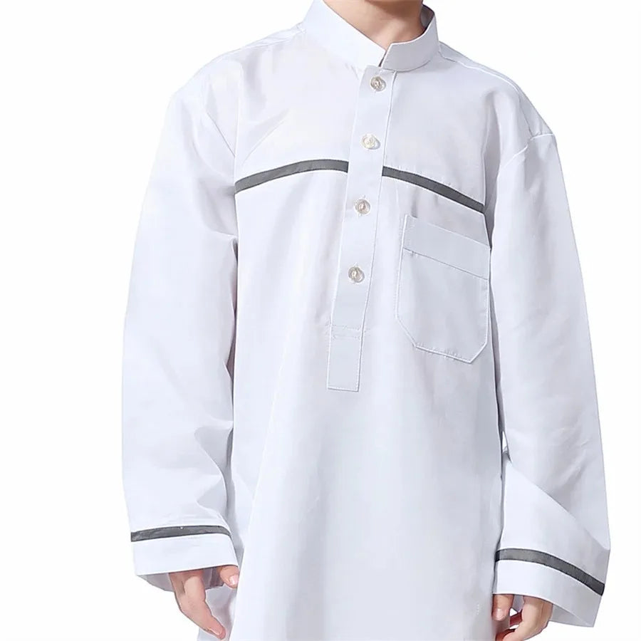 Boys Long Sleeve Kaftan/Abaya/Jubbah/Robe (Black/Beige/Grey/White)