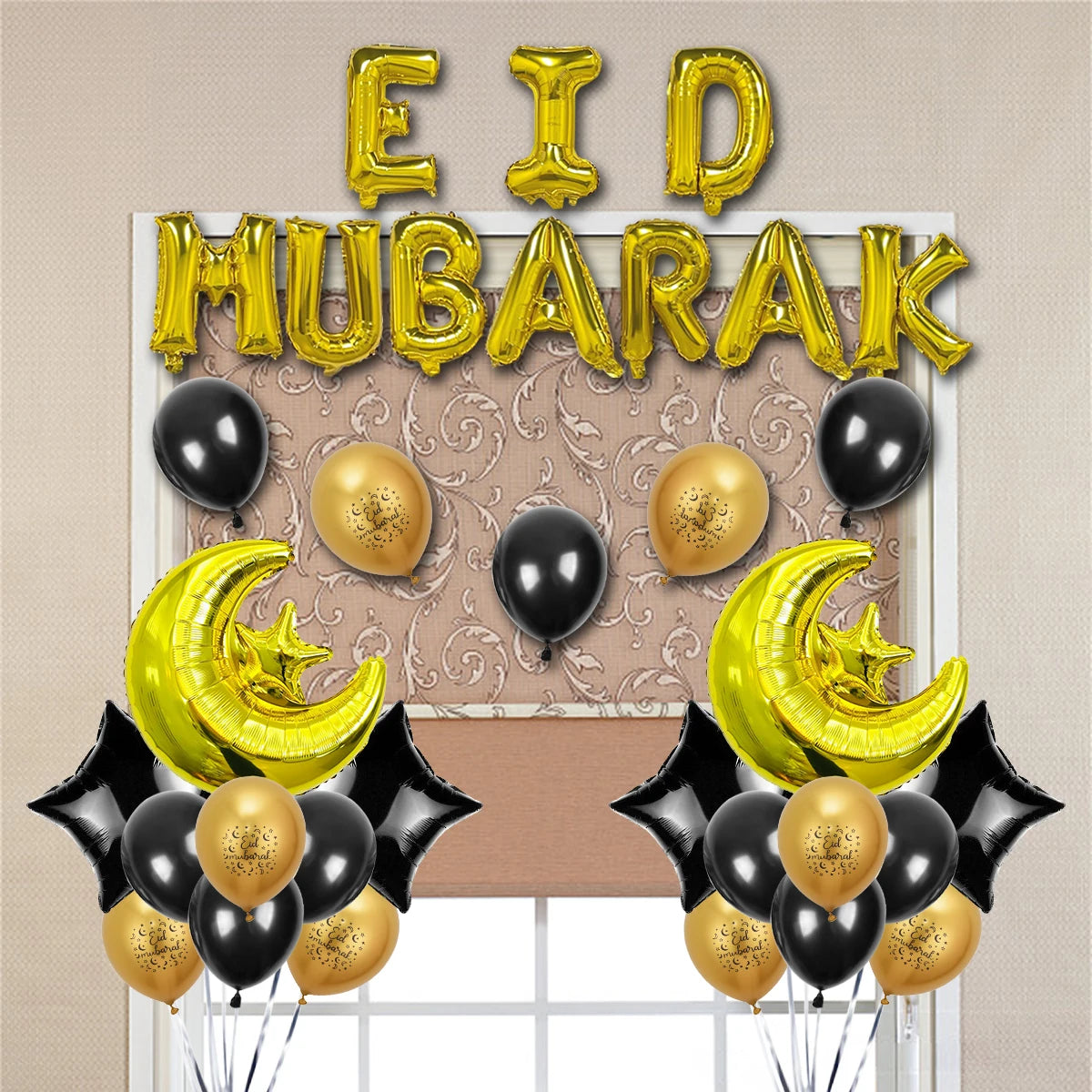 34Pc Eid Party Balloon Set (Pink, Gold, Silver, Purple)