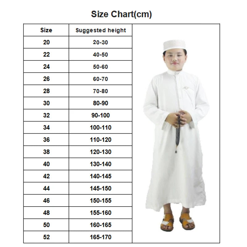 Boys White Long Sleeve Solid Kaftan/Abaya/Jubbah/Robe