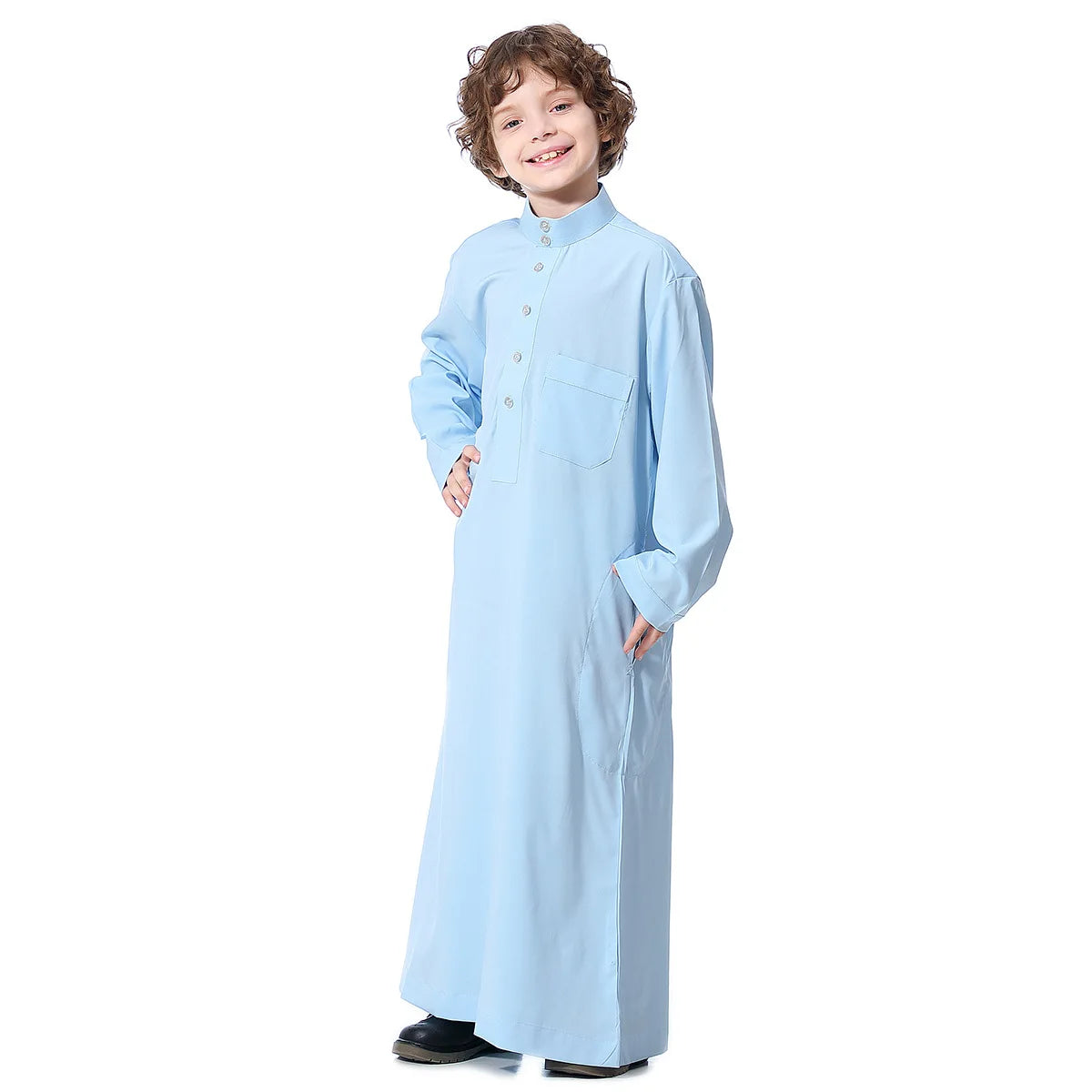 Boys Solid (Beige/White/Dark Red/Sky Blue) Long Sleeve Kaftan/Abaya/Jubbah/Robe