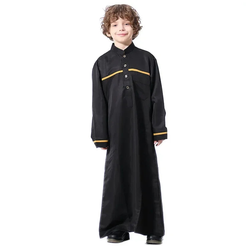 Boys Long Sleeve Kaftan/Abaya/Jubbah/Robe (Black/Beige/Grey/White)