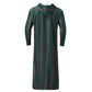 Mens striped long sleeve Abaya/Thobe/Jubba (Green/Red)