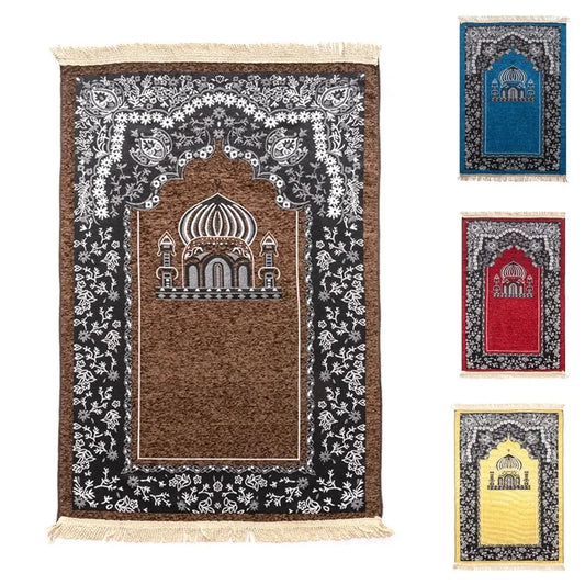 Muslim Prayer Rug Islamic Carpet Mat for Muslim Prayer Tapis De Priere Islam Braided Mats Vintage Pattern Eid Rugs Tassel Decor