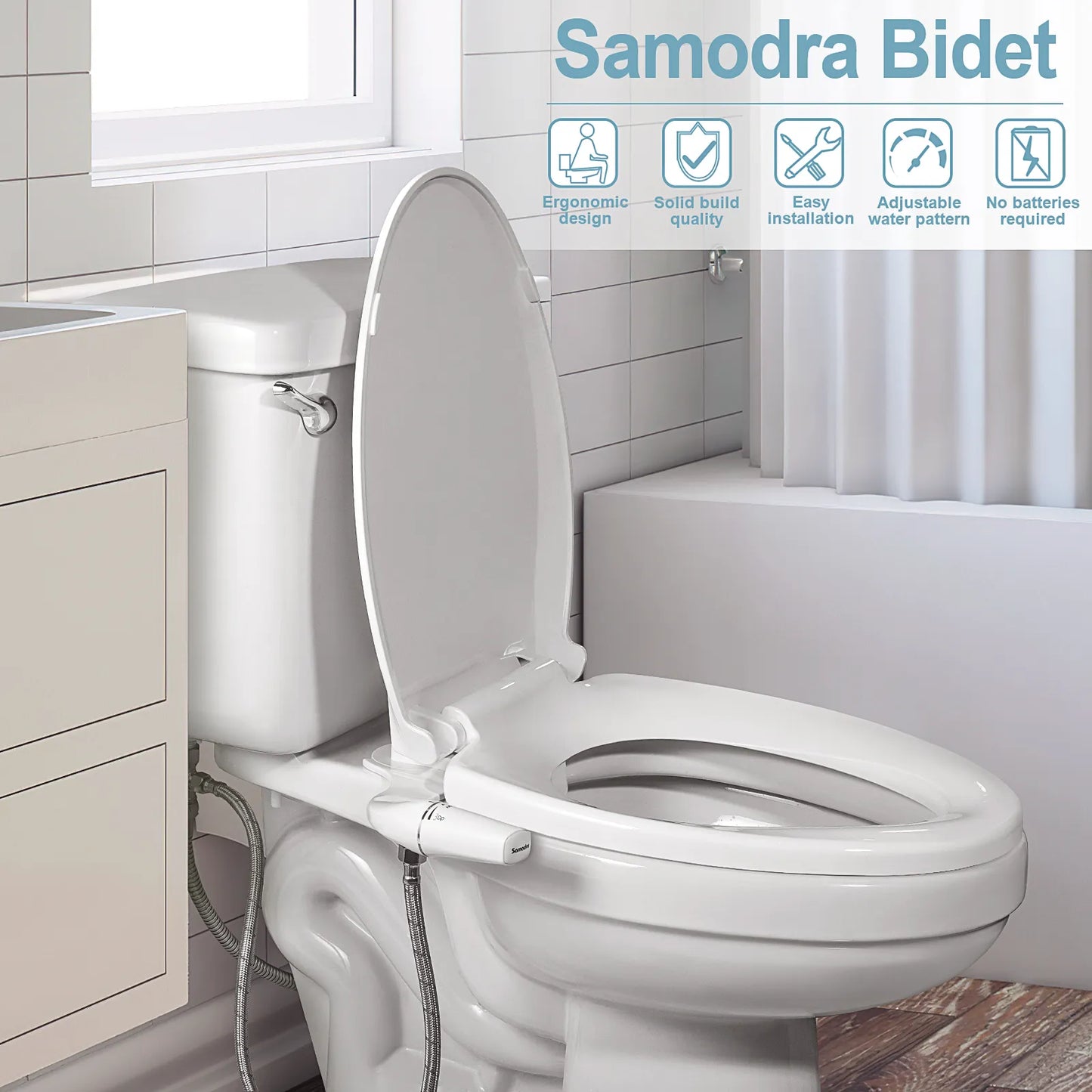 Ultra-Slim Toilet Seat Bidet w/ Adjustable Dual Nozzle