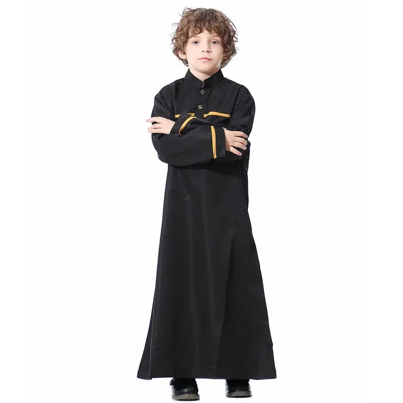 Boys Long Sleeve Kaftan/Abaya/Jubbah/Robe (Black/Beige/Grey/White)